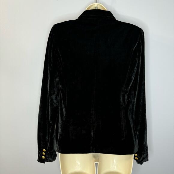 Rachel Zoe Black Velvet Double Breasted Military Jacket Gold Button Women's XS - Picture 9 of 12